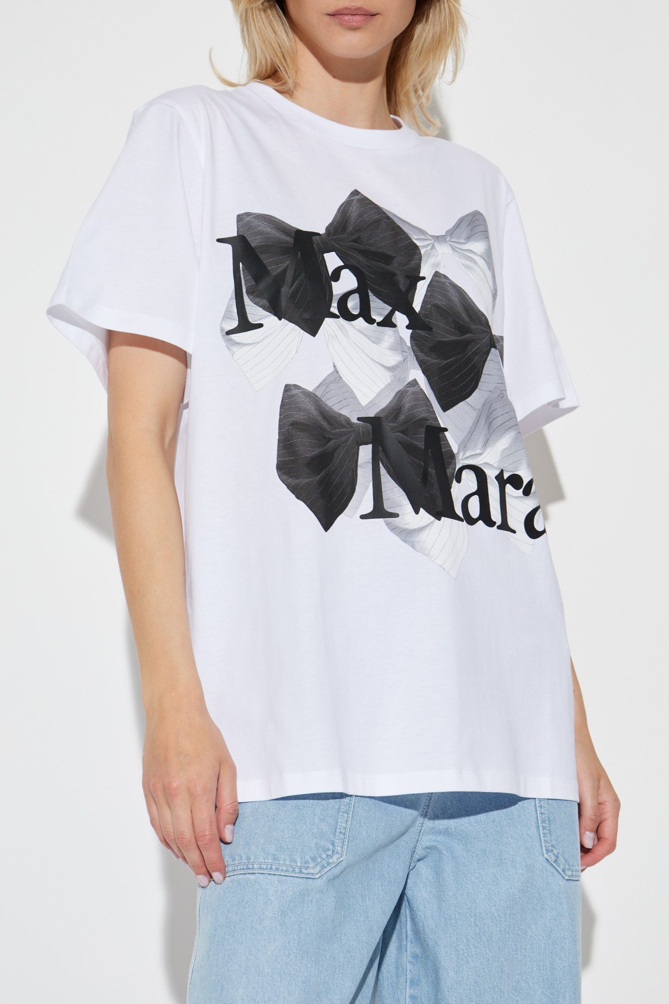 ★Max Mara★Sequoia コットンジャージーTシャツ Sequoia logo printed cotton jersey T-shirt in white - Max